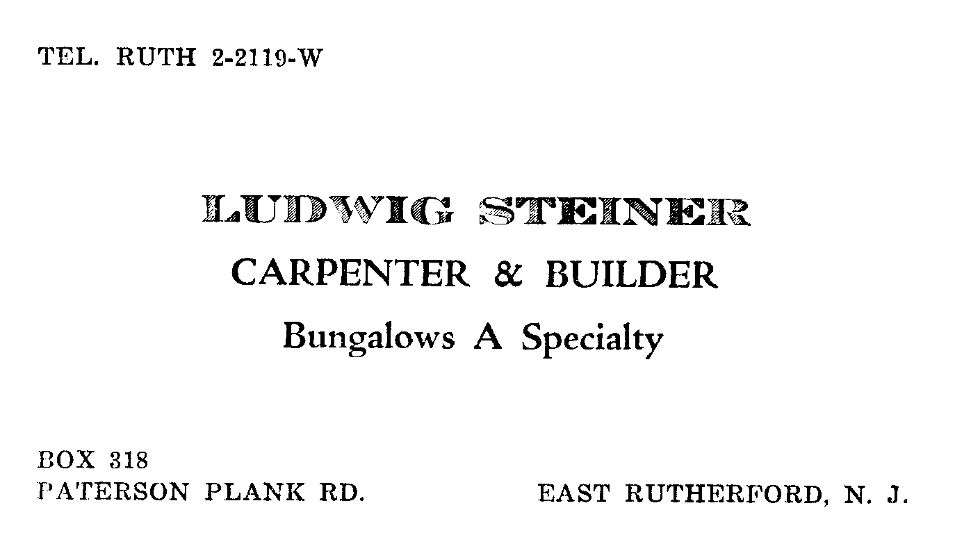 Ludwig Steiners business card